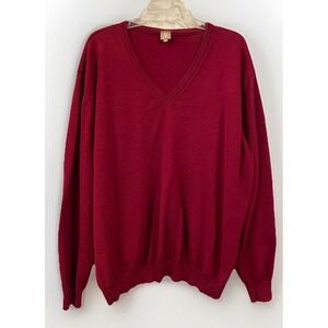 Marz Men's Size XL Red Merino Wool Long Sleeve Pullover Sweater  V Neck German‎